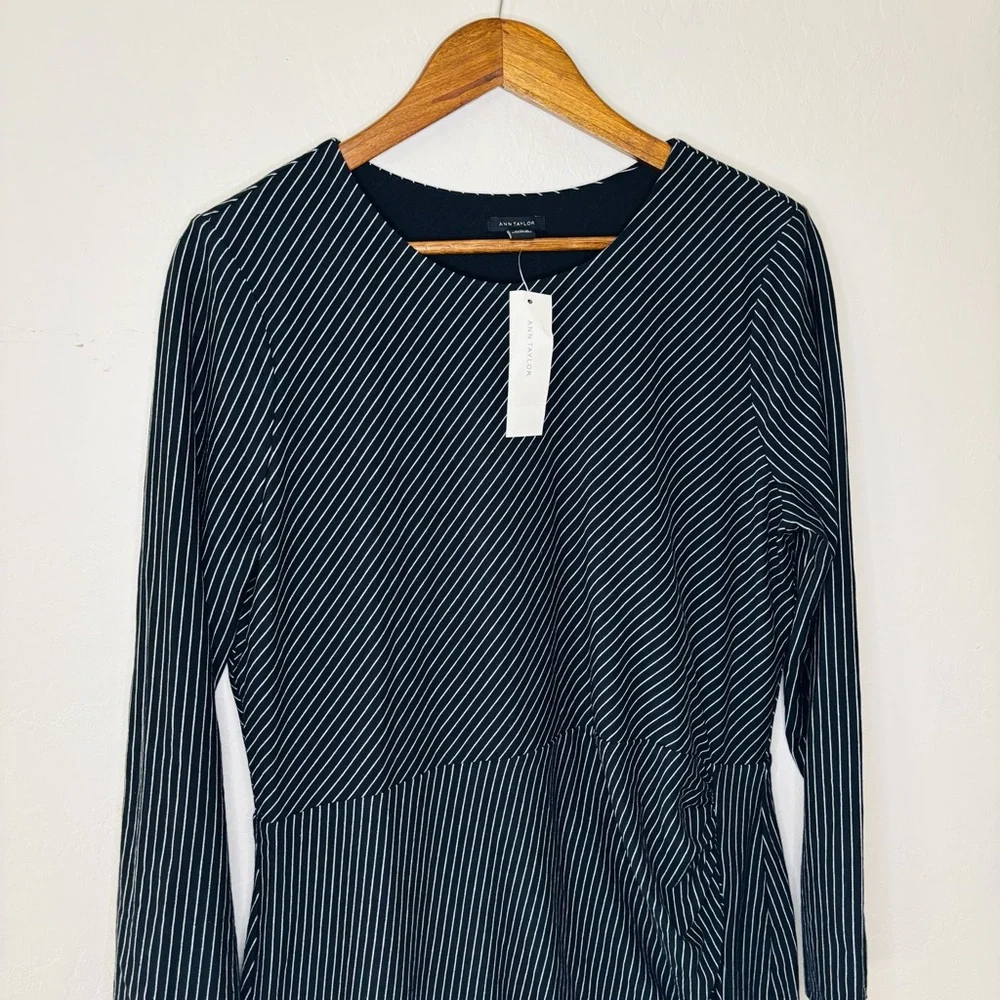 Ann‎ Taylor Pinstripe Dress NWT Women’s Long Sleeve Workwear Large S490283
